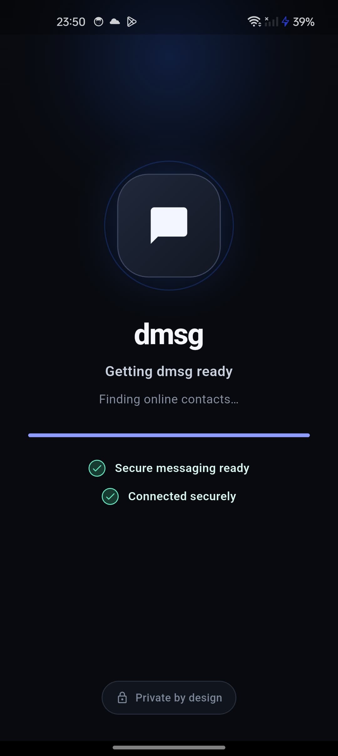 dmsg secure startup and peer discovery screen